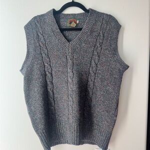 Vintage Boston Traders Wool Cable Knit Sweater Vest XL Coastal Grandma Scandi